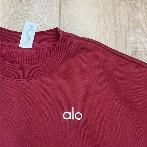 Alo Yoga Accolade Crewneck Sweatshirt Burgundy Size Small - Picture 4 of 6